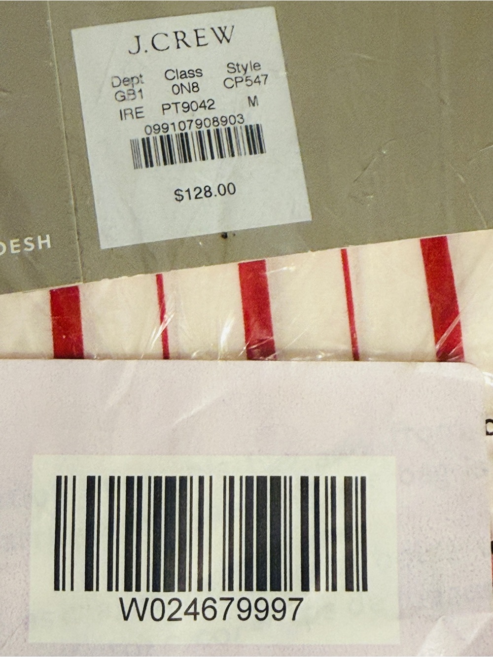 J.Crew - Cotton Poplin Long-sleeve Pajama Pant Set (Ivory Red), Size M (NWT) - Picture 5 of 5